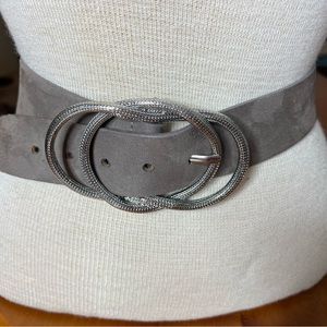 Sprit Suede Belt Silver Gray Big Belt Buckle Size M 34 Inches